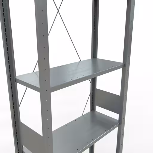 Andere Ansicht des Artikels Grundregal, Fachbodenregal Stecksystem MULTIplus150, 3000 x 750 x 300 mm (HxBxT), 7 Fachböden, Kreuzstrebe, verzinkt Andere Ansicht des Artikels Grundregal, Fachbodenregal Stecksystem MULTIplus150, 3000 x 750 x 300 mm (HxBxT), 7 Fachböden, Kreuzstrebe, verzinkt aus der Kategorie Stecksystem