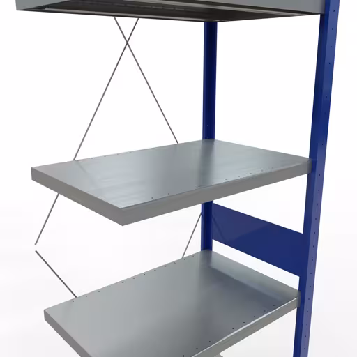 Anbauregal, Fachbodenregal Stecksystem MULTIplus250, 3000 x 750 x 500 mm (HxBxT), 7 Fachböden, Kreuzstrebe, RAL 5010 enzianblau/verzinkt/verzinkt aus der Kategorie Anbauregal mit der GTIN 4004514283412 Anbauregal, Fachbodenregal Stecksystem MULTIplus250, 3000 x 750 x 500 mm (HxBxT), 7 Fachböden, Kreuzstrebe, RAL 5010 enzianblau/verzinkt/verzinkt von der Marke Schulte Lagertechnik aus der Produktreihe Stecksystem