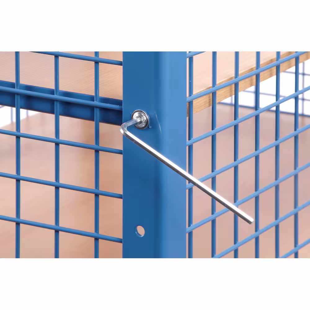 Kastenwagen offen Gitterwänden Winkelstahl-Konstruktion mit Rohrschiebegriff, Stirnwände, 1 Längswand und Dach mit Drahtgitter 40 x 40 x 4 mm verkleidet Ausführung Ladeflächenlänge: 1000 mm mit der GTIN 4017976013152 Kastenwagen 3392 mit Gitterwänden Länge 1000 mm, Breite 680 mm von Fetra mit der Artikelnr. 3392