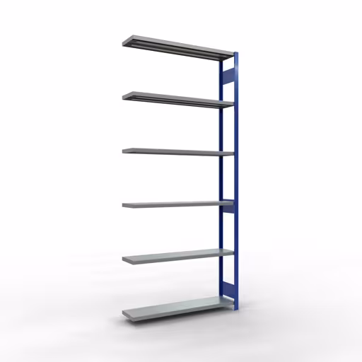Abbildung Nr 15 des Artikels Anbauregal, Fachbodenregal Stecksystem MULTIplus250, 3000 x 1300 x 300 mm (HxBxT), 7 Fachböden, Längenriegel, RAL 5010 enzianblau/verzinkt aus der Produktgruppe Stecksystem von der Marke Schulte Lagertechnik