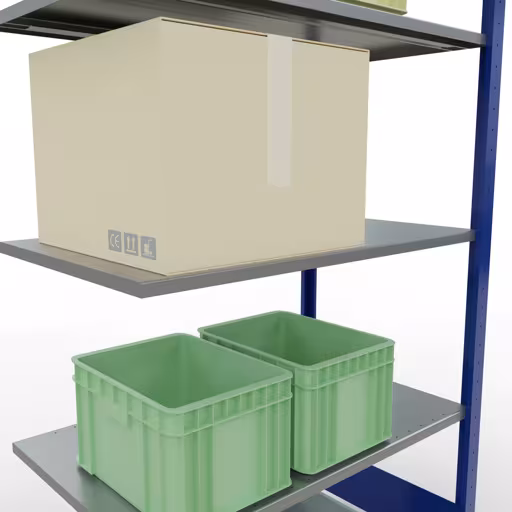 Anbauregal, Fachbodenregal Stecksystem MULTIplus85, 2000 x 1000 x 600 mm (HxBxT), 5 Fachböden, Längenriegel, RAL 5010 enzianblau von Schulte Lagertechnik aus der Kategorie Stecksystem