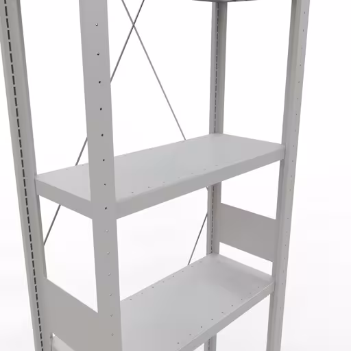 Grundregal, Fachbodenregal Stecksystem MULTIplus250, 3000 x 750 x 300 mm (HxBxT), 7 Fachböden, Kreuzstrebe, RAL 7035 lichtgrau aus der Kategorie Grundregal mit der GTIN 4004514294289 Grundregal, Fachbodenregal Stecksystem MULTIplus250, 3000 x 750 x 300 mm (HxBxT), 7 Fachböden, Kreuzstrebe, RAL 7035 lichtgrau von der Marke Schulte Lagertechnik aus der Produktreihe Stecksystem