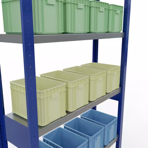 Grundregal, Fachbodenregal Stecksystem MULTIplus250, 2500 x 1000 x 300 mm (HxBxT), 6 Fachböden, Längenriegel, RAL 5010 enzianblau/verzinkt aus der Kategorie Grundregal mit der GTIN 4004514282088 Grundregal, Fachbodenregal Stecksystem MULTIplus250, 2500 x 1000 x 300 mm (HxBxT), 6 Fachböden, Längenriegel, RAL 5010 enzianblau/verzinkt von der Marke Schulte Lagertechnik aus der Produktreihe Stecksystem