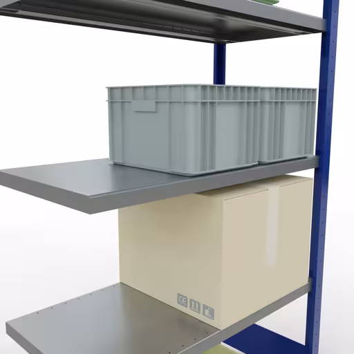 Produktbild Nr 13 des Artikels Anbauregal, Fachbodenregal Stecksystem MULTIplus250, 2000 x 1000 x 500 mm (HxBxT), 5 Fachböden, Längenriegel, RAL 5010 enzianblau/verzinkt Abbildung Nr 13 des Artikels Anbauregal, Fachbodenregal Stecksystem MULTIplus250, 2000 x 1000 x 500 mm (HxBxT), 5 Fachböden, Längenriegel, RAL 5010 enzianblau/verzinkt aus der Produktgruppe Stecksystem von der Marke Schulte Lagertechnik