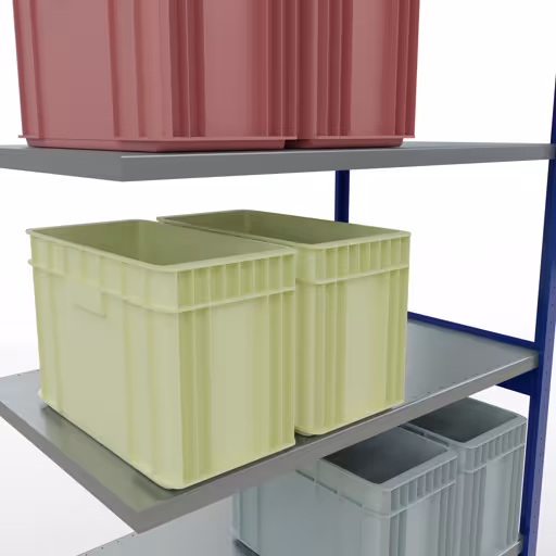 Anbauregal, Fachbodenregal Stecksystem MULTIplus250, 3000 x 1300 x 800 mm (HxBxT), 7 Fachböden, Längenriegel, RAL 5010 enzianblau/verzinkt von Schulte Lagertechnik aus der Kategorie Stecksystem