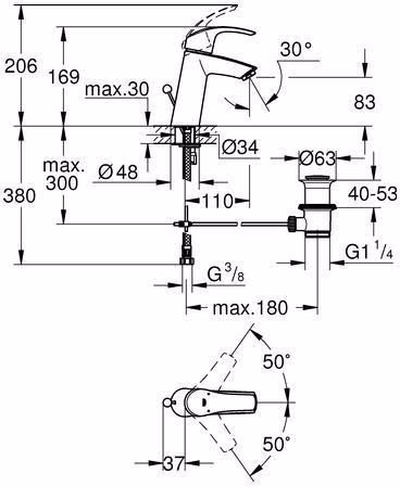 GROHE Einhand-Waschtischbatterie Eurosmart 23322_1 mittelhoch chrom