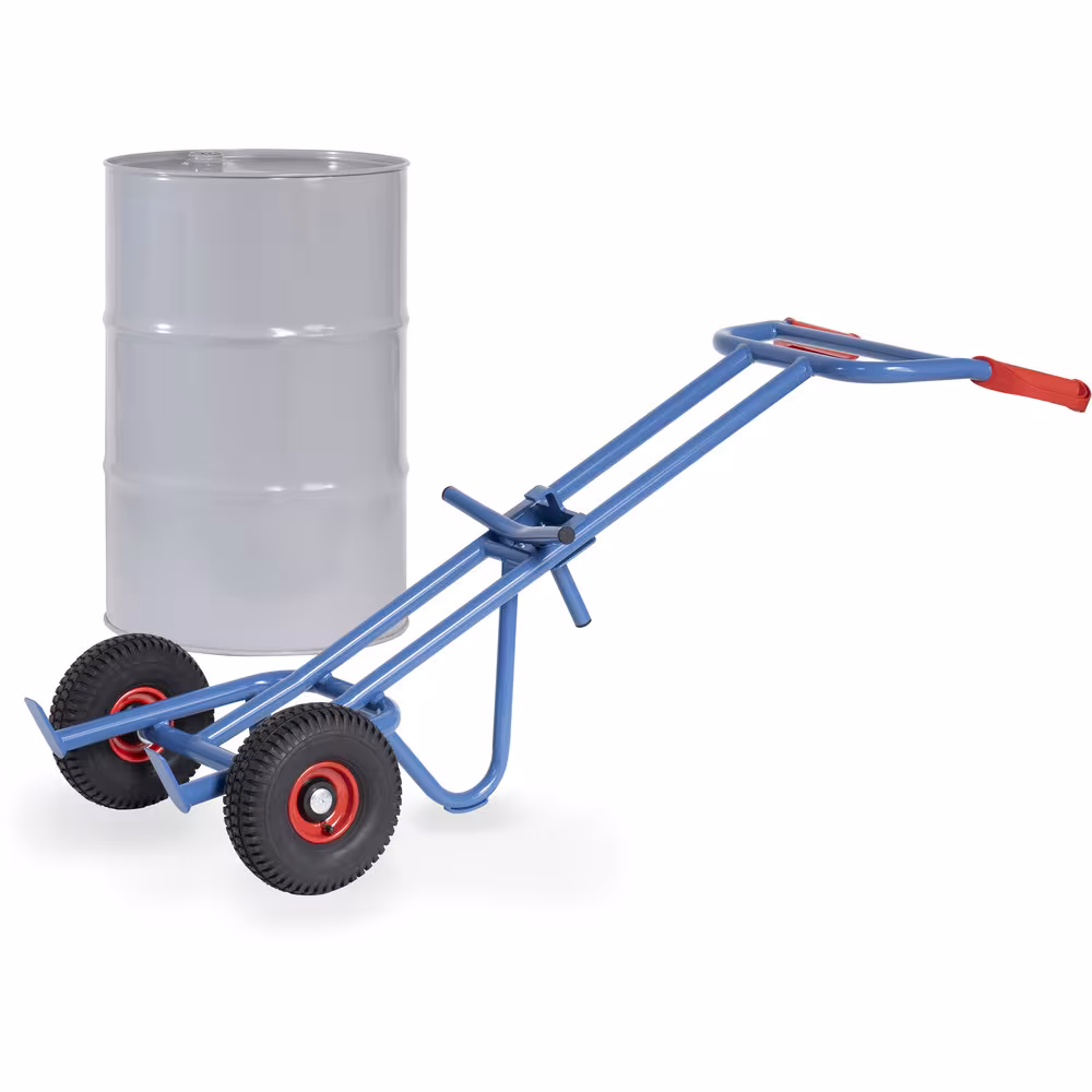 Fasskarre 1065 Bereifung Vollgummi aus der Kategorie Karren mit der GTIN 4017976010656 Fasskarre aus Stahlrohr geschweißt, pulverbeschichtet, blau RAL 5007, dauerhaft oberflächengeschützt von der Marke Fetra aus der Kategorie Karren