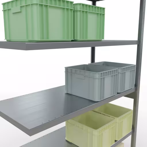 Abbildung Nr 8 des Artikels Anbauregal, Fachbodenregal Stecksystem MULTIplus250, 2500 x 1300 x 600 mm (HxBxT), 6 Fachböden, Längenriegel, verzinkt aus der Produktgruppe Stecksystem von der Marke Schulte Lagertechnik