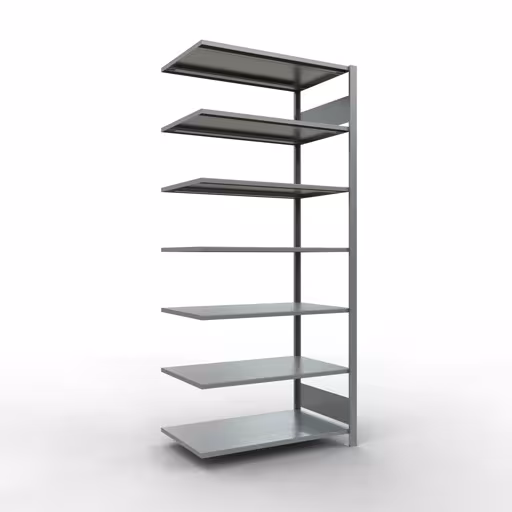 Anbauregal, Büro-Fachbodenregal Stecksystem MULTIplus150, 2300 x 1000 x 600 mm (HxBxT), 7 Fachböden, Längenriegel, verzinkt, ohne Mittelanschlag aus der Kategorie Stecksystem mit der Artikelnummer 17770