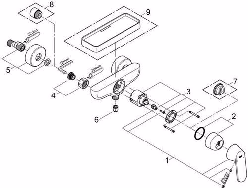 GROHE Brausebatterie Eurosmart C 32837 Nennweite 15 Wandmontage chrom