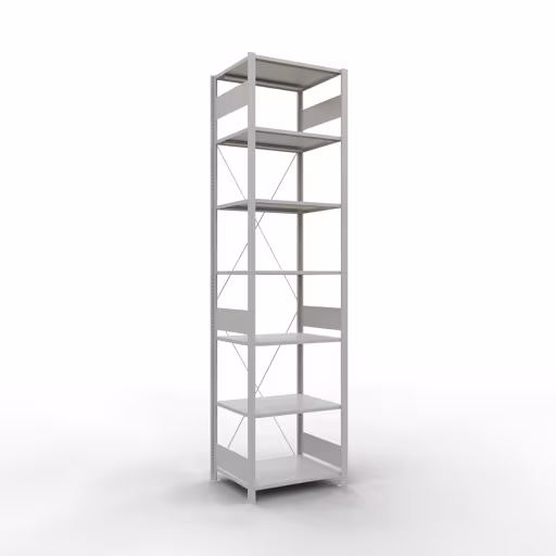 Grundregal, Fachbodenregal Stecksystem MULTIplus150, 3000 x 750 x 600 mm (HxBxT), 7 Fachböden, Kreuzstrebe, RAL 7035 lichtgrau von der Marke Schulte Lagertechnik Grundregal, Fachbodenregal Stecksystem MULTIplus150, 3000 x 750 x 600 mm (HxBxT), 7 Fachböden, Kreuzstrebe, RAL 7035 lichtgrau aus der Kategorie Grundregal mit der Artikelnummer 32662-75