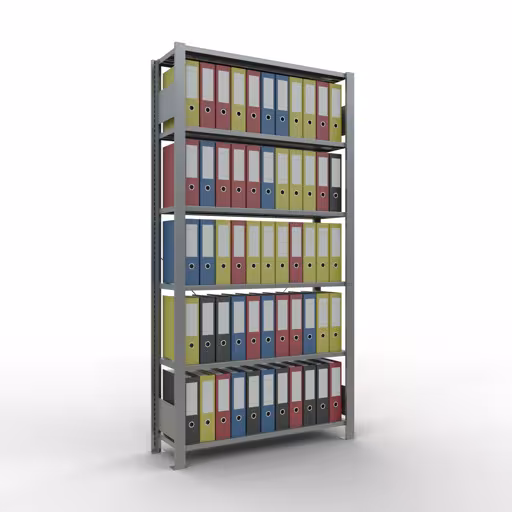 Produktbild Nr 12 des Artikels Grundregal, Büro-Fachbodenregal Stecksystem MULTIplus85, 2000 x 1000 x 300 mm (HxBxT), 6 Fachböden, Kreuzstrebe, verzinkt, ohne Anschlagleiste Abbildung Nr 12 des Artikels Grundregal, Büro-Fachbodenregal Stecksystem MULTIplus85, 2000 x 1000 x 300 mm (HxBxT), 6 Fachböden, Kreuzstrebe, verzinkt, ohne Anschlagleiste aus der Produktgruppe Büroregale von der Marke Schulte Lagertechnik