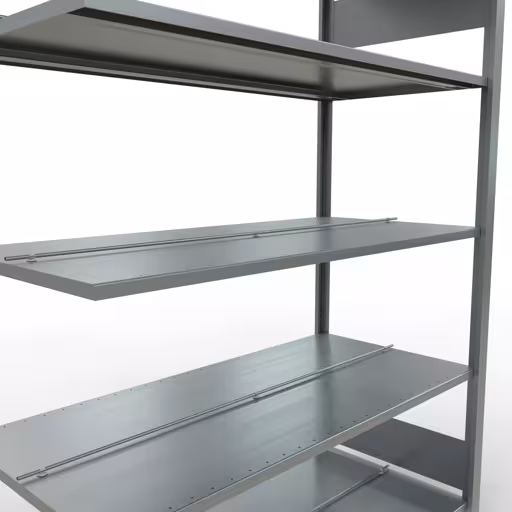 Anbauregal, Büro-Fachbodenregal Stecksystem MULTIplus150, 1800 x 1300 x 600 mm (HxBxT), 5 Fachböden, Längenriegel, verzinkt, mit Mittelanschlag von Schulte Lagertechnik aus der Kategorie Büroregale