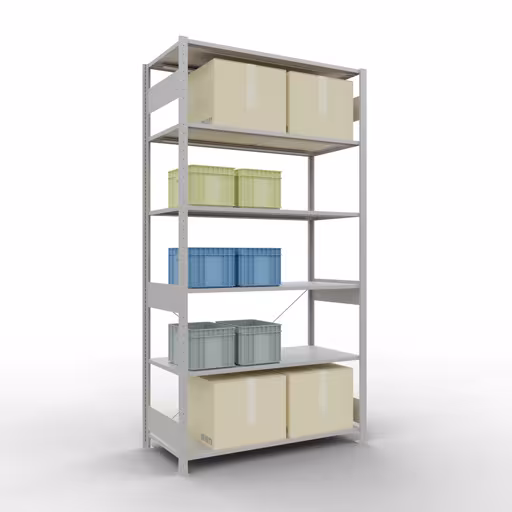 Andere Ansicht des Artikels Stecksystem Grundregal 2500x1300x600 mm, Typ 150 kg, lichtgrau aus der Kategorie Stecksystem