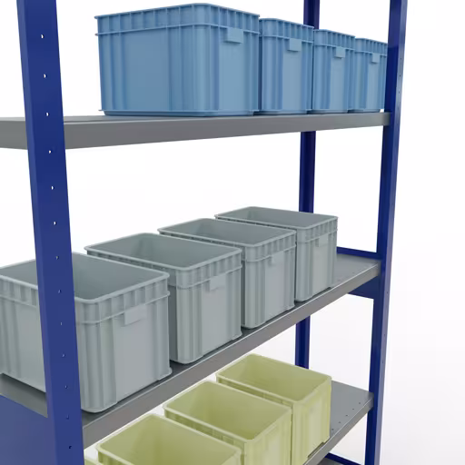 Abbildung Nr 10 des Artikels Grundregal, Fachbodenregal Stecksystem MULTIplus250, 2500 x 1300 x 300 mm (HxBxT), 6 Fachböden, Längenriegel, RAL 5010 enzianblau/verzinkt aus der Produktgruppe Stecksystem von der Marke Schulte Lagertechnik