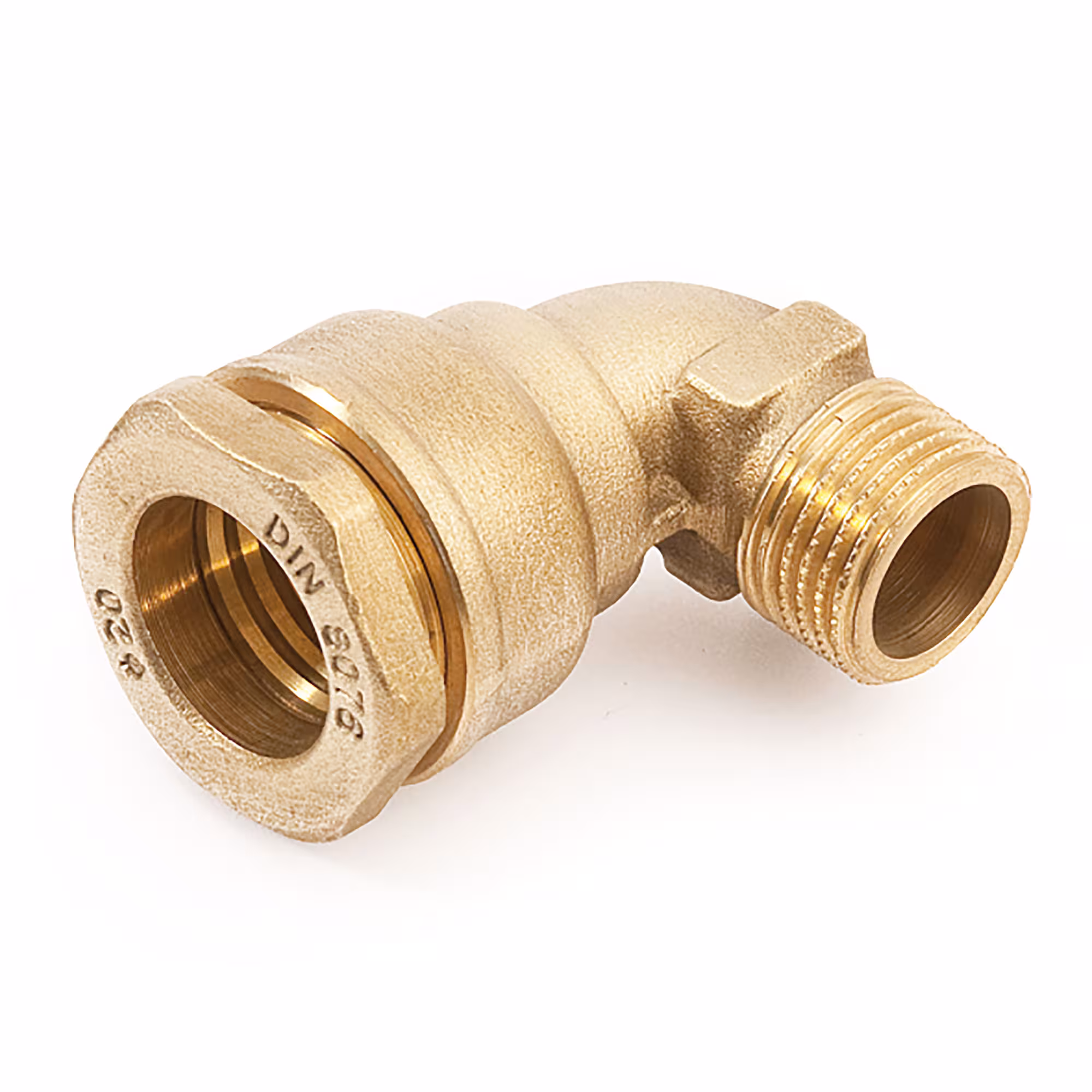 PE-Winkel Messing 50 mm 1 1/2 Zoll AG von der Marke General Fittings Winkel mit Übergang von PE-Rohr auf Aussengewinde Typ Größe: 50 mm aus der Kategorie PE Rohr Messing Fittings mit der Artikelnr. 480021H145000A