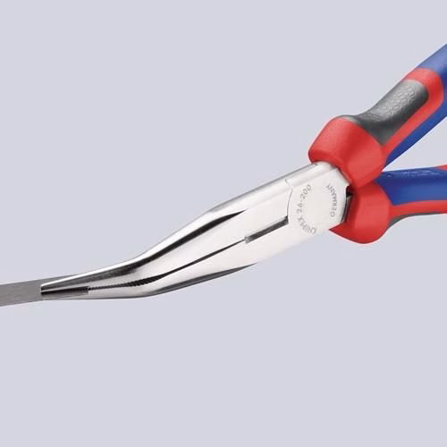 Flachrundzange Länge 200mm verchromt 40Grad gewinkelt Comfort-Griff KNIPEX