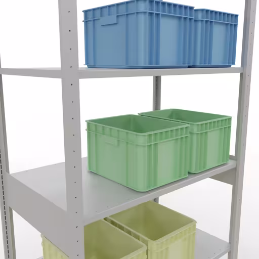 Grundregal, Fachbodenregal Stecksystem MULTIplus150, 2500 x 1000 x 600 mm (HxBxT), 6 Fachböden, Längenriegel, RAL 7035 lichtgrau aus der Kategorie Grundregal mit der GTIN 4004514293244 Grundregal, Fachbodenregal Stecksystem MULTIplus150, 2500 x 1000 x 600 mm (HxBxT), 6 Fachböden, Längenriegel, RAL 7035 lichtgrau von der Marke Schulte Lagertechnik aus der Produktreihe Stecksystem