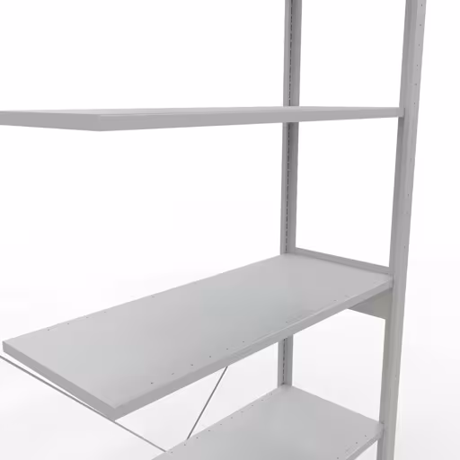 Abbildung Nr 13 des Artikels Anbauregal, Fachbodenregal Stecksystem MULTIplus85, 2500 x 1000 x 400 mm (HxBxT), 6 Fachböden, Kreuzstrebe, RAL 7035 lichtgrau aus der Produktgruppe Stecksystem von der Marke Schulte Lagertechnik