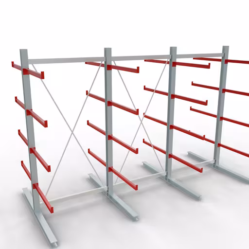 K 6000 Komplettregal, doppelseitig, 3000 x 4500 x 2x 1000 mm, RAL 7001 / RAL 3000, 5 Lagerebenen aus der Kategorie K6000 für schwere Güter mit der Artikelnummer 28722