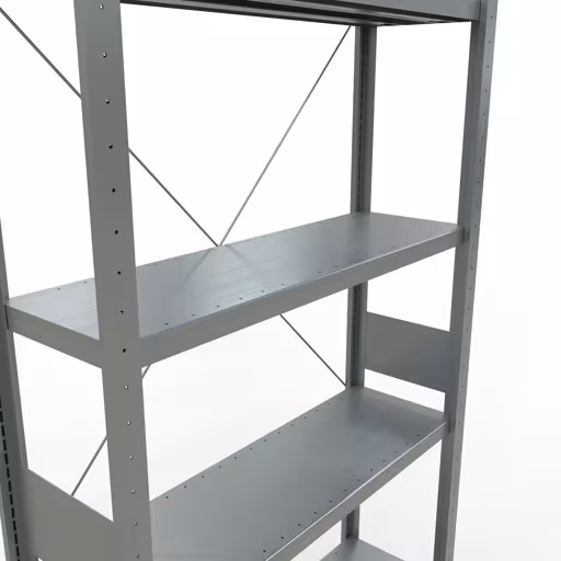 Grundregal, Fachbodenregal Stecksystem MULTIplus250, 3000 x 1000 x 300 mm (HxBxT), 7 Fachböden, Kreuzstrebe, verzinkt mit der Artikelnr. 12932 Grundregal, Fachbodenregal Stecksystem MULTIplus250, 3000 x 1000 x 300 mm (HxBxT), 7 Fachböden, Kreuzstrebe, verzinkt von Schulte Lagertechnik aus der Kategorie Stecksystem