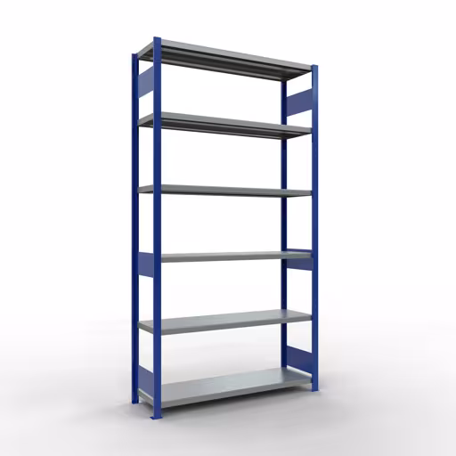 Grundregal, Fachbodenregal Stecksystem MULTIplus250, 2500 x 1300 x 400 mm (HxBxT), 6 Fachböden, Längenriegel, RAL 5010 enzianblau/verzinkt von der Marke Schulte Lagertechnik aus der Produktreihe Stecksystem