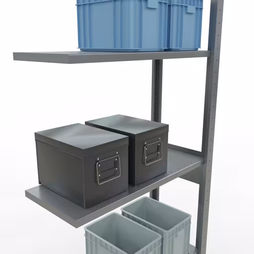 Anbauregal, Fachbodenregal Stecksystem MULTIplus150, 2500 x 750 x 300 mm (HxBxT), 6 Fachböden, Längenriegel, verzinkt mit der GTIN 4004514279781 Anbauregal, Fachbodenregal Stecksystem MULTIplus150, 2500 x 750 x 300 mm (HxBxT), 6 Fachböden, Längenriegel, verzinkt von Schulte Lagertechnik mit der Artikelnr. 12736-75-LR