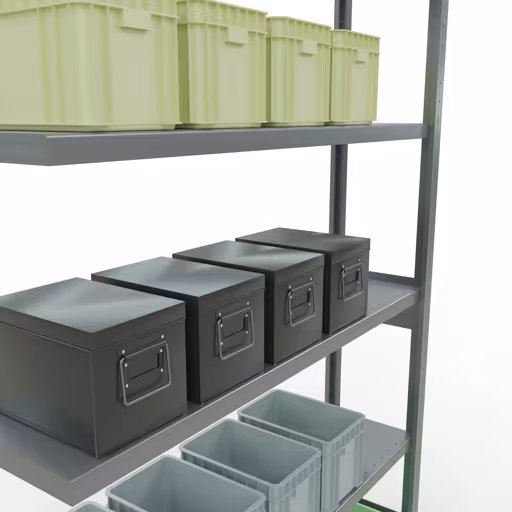 Produktbild Nr 15 des Artikels Anbauregal, Fachbodenregal Stecksystem MULTIplus250, 2500 x 1300 x 300 mm (HxBxT), 6 Fachböden, Längenriegel, verzinkt Abbildung Nr 15 des Artikels Anbauregal, Fachbodenregal Stecksystem MULTIplus250, 2500 x 1300 x 300 mm (HxBxT), 6 Fachböden, Längenriegel, verzinkt aus der Produktgruppe Stecksystem von der Marke Schulte Lagertechnik