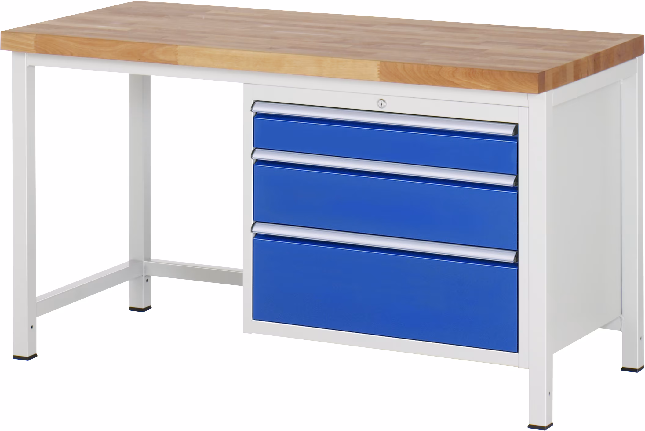 Werkbank höhenverstellbar 8259A1, B1500xT700xH840-1040mm, 3xSchublade-Teilauszug von Rau Werkbank höhenverstellbar 8259A aus der Kategorie Werkbänke mit der Artikelnr. 03-8259A1-157B4H.11