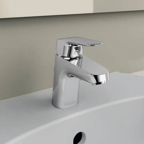 Detailbild 4039417 Ideal Standard Waschtischarmatur Ceraflex 5 l/min BlueStart mit Ablaufgarnitur Ausladung 101 mm chrom