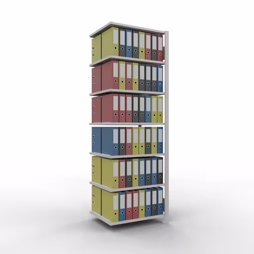 Abbildung Nr 16 des Artikels Anbauregal, Büro-Fachbodenregal Stecksystem MULTIplus150, 2300 x 750 x 600 mm (HxBxT), 7 Fachböden, Längenriegel, ohne Mittelanschlag, lichtgrau aus der Produktgruppe Büroregale von der Marke Schulte Lagertechnik