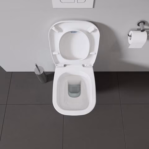 Abattant de toilette blanc D-Code sans mécanisme de fermeture amortie, charnières en acier inoxydable, 430 x 360 x 40 mm, DURAVIT