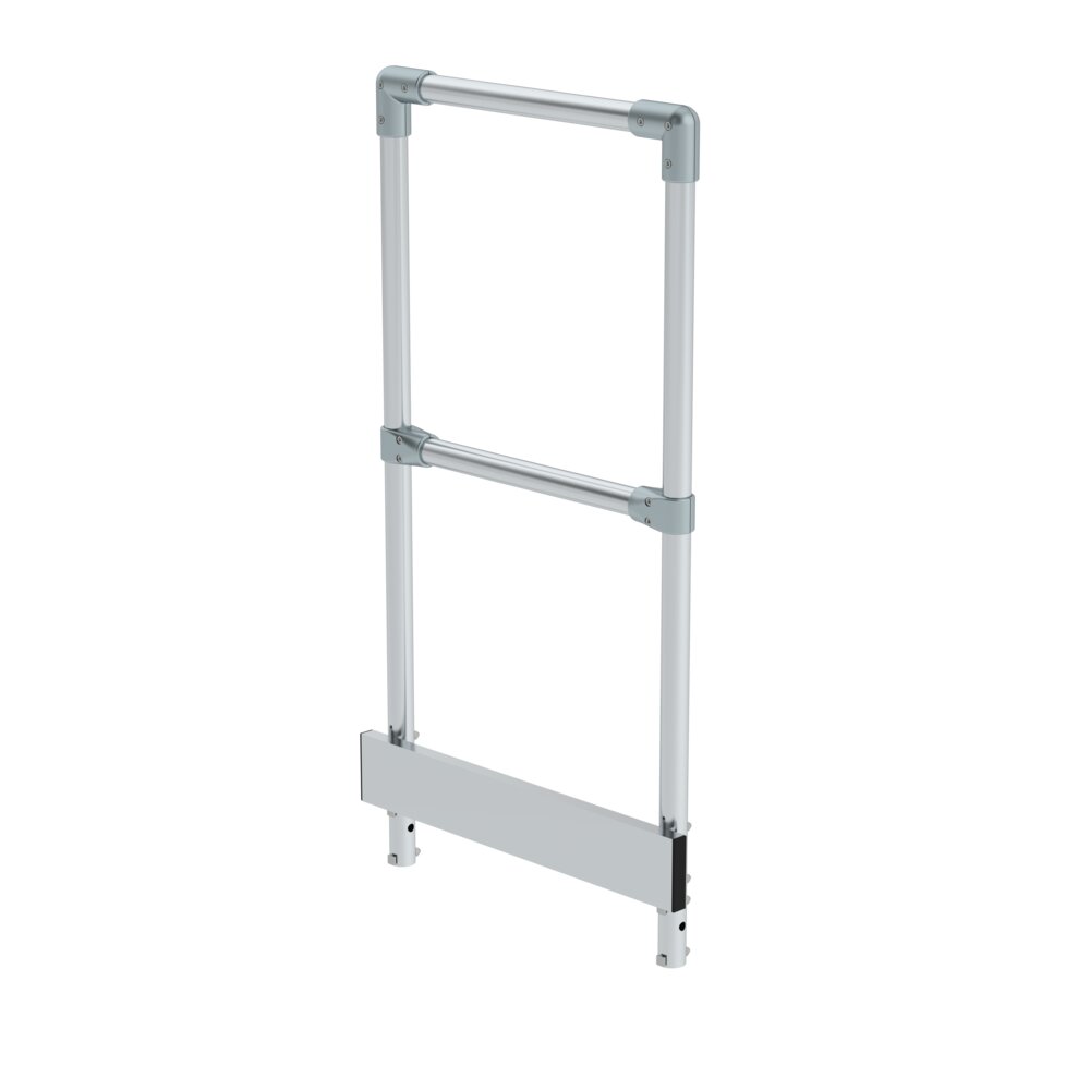 Munk Geländer stirnseitig für Arbeitspodest fahrbar aus der Kategorie Podesttreppen mit der Artikelnr. 050027, Weißes Brett, Aluminium