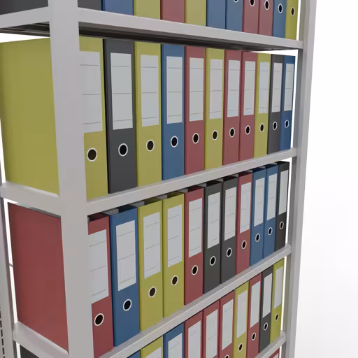 Grundregal, Büro-Fachbodenregal Stecksystem MULTIplus85, 2300 x 1000 x 300 mm (HxBxT), 7 Fachböden, Kreuzstrebe, ohne Anschlagleiste, lichtgrau von Schulte Lagertechnik aus der Kategorie Büroregale