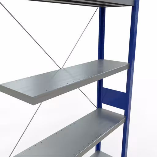 Abbildung Nr 15 des Artikels Anbauregal, Fachbodenregal Stecksystem MULTIplus330, 3000 x 1000 x 300 mm (HxBxT), 7 Fachböden, Kreuzstrebe, RAL 5010 enzianblau/verzinkt aus der Produktgruppe Stecksystem von der Marke Schulte Lagertechnik