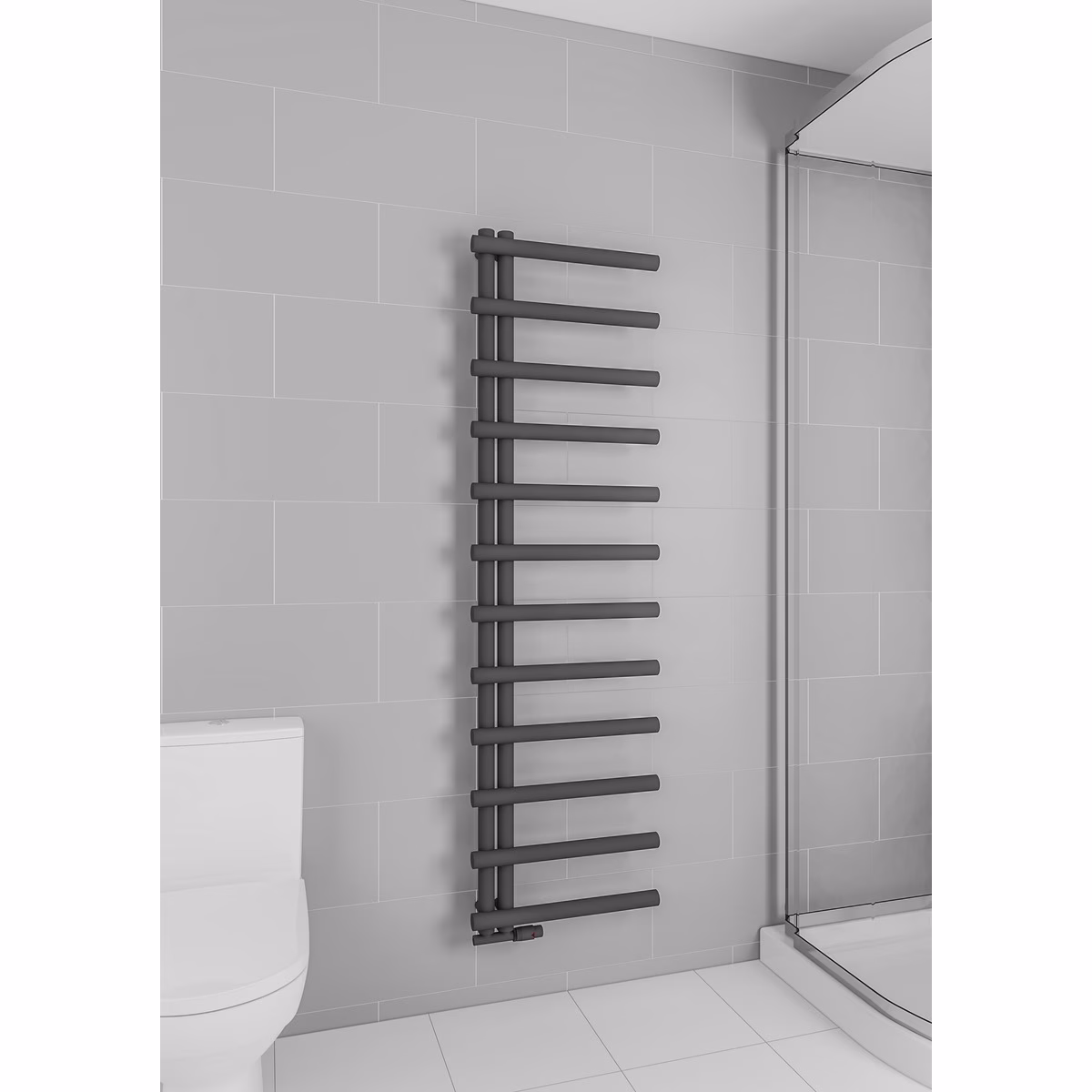Radiatore da bagno Mert Design modello Metire, nero, 500x1150 mm del marchio Mert Radiatore da bagno Mert Design modello Metire, nero, della categoria radiatori da bagno, con attacco laterale, con codice articolo 5-METIRE-50x115-SCH-M