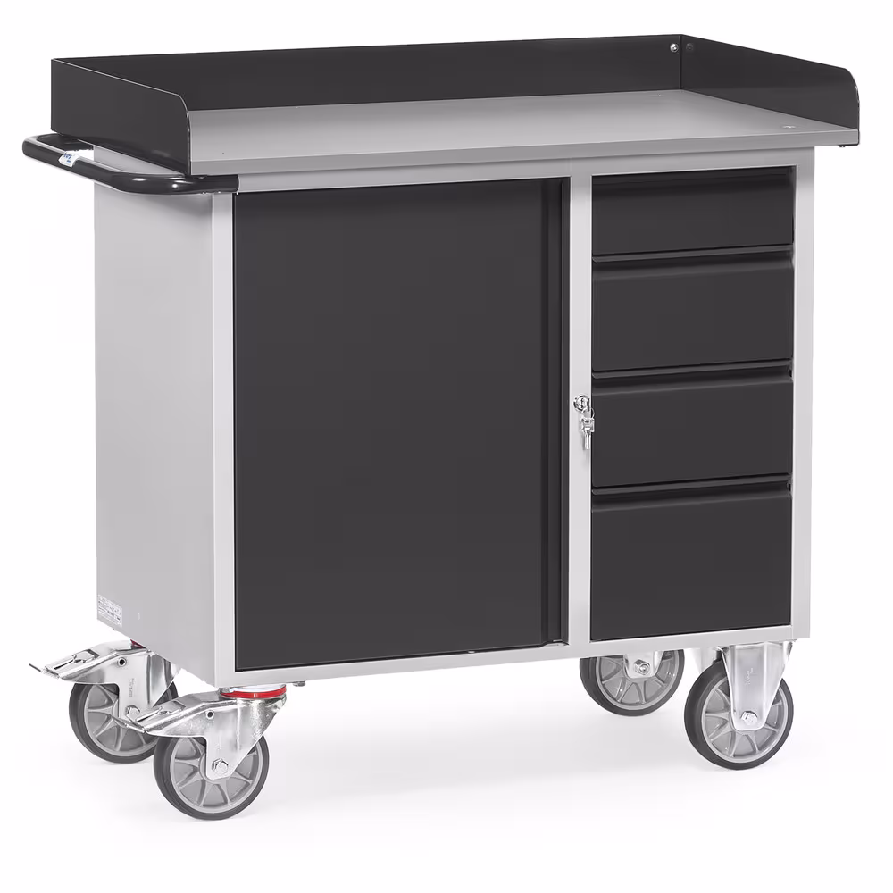 Werkstattwagen 12452-7016 Stahlblech-Konstruktion, pulverbeschichtet, Korpus lichtgrau RAL 7035, Front anthrazitgrau RAL 7016 von der Marke Fetra aus der Produktreihe Transportsysteme