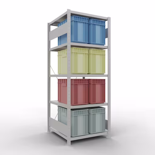 Abbildung Nr 14 des Artikels Grundregal, Fachbodenregal Stecksystem MULTIplus250, 2000 x 750 x 800 mm (HxBxT), 5 Fachböden, Kreuzstrebe, RAL 7035 lichtgrau aus der Produktgruppe Stecksystem von der Marke Schulte Lagertechnik