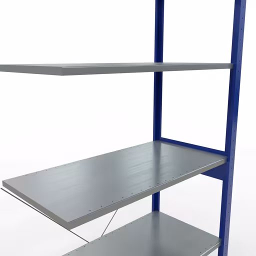 Anbauregal, Fachbodenregal Stecksystem MULTIplus150, 2500 x 1000 x 500 mm (HxBxT), 6 Fachböden, Kreuzstrebe, RAL 5010/verzinkt von Schulte Lagertechnik aus der Kategorie Stecksystem