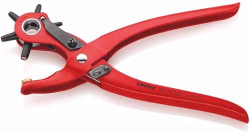 Detailbild 3970471 Revolverlochzange Gesamtlänge 220 mm Öffnungsfeder 2 / 2,5 / 3 / 3,5 / 4 und 5 mm rot pulverbeschichtet KNIPEX
