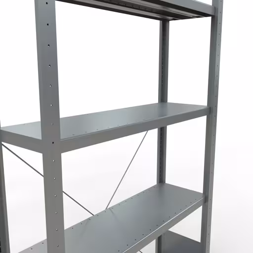 Grundregal, Fachbodenregal Stecksystem MULTIplus330, 2000 x 1000 x 300 mm (HxBxT), 5 Fachböden, Kreuzstrebe, verzinkt von der Marke Schulte Lagertechnik aus der Produktreihe Stecksystem