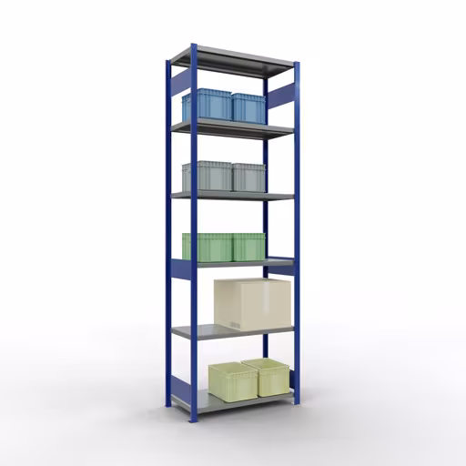 Produktbild Nr 14 des Artikels Grundregal, Fachbodenregal Stecksystem MULTIplus250, 3000 x 1000 x 500 mm (HxBxT), 7 Fachböden, Längenriegel, RAL 5010 enzianblau/verzinkt Abbildung Nr 14 des Artikels Grundregal, Fachbodenregal Stecksystem MULTIplus250, 3000 x 1000 x 500 mm (HxBxT), 7 Fachböden, Längenriegel, RAL 5010 enzianblau/verzinkt aus der Produktgruppe Stecksystem von der Marke Schulte Lagertechnik