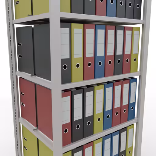 Abbildung Nr 11 des Artikels Grundregal, Büro-Fachbodenregal Stecksystem MULTIplus150, 2300 x 750 x 600 mm (HxBxT), 7 Fachböden, Längenriegel, mit Mittelanschlag, lichtgrau aus der Produktgruppe Büroregale von der Marke Schulte Lagertechnik