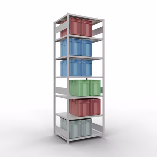 Produktbild Nr 12 des Artikels Grundregal, Fachbodenregal Stecksystem MULTIplus330, 3000 x 1000 x 800 mm (HxBxT), 7 Fachböden, Längenriegel, RAL 7035 lichtgrau Abbildung Nr 12 des Artikels Grundregal, Fachbodenregal Stecksystem MULTIplus330, 3000 x 1000 x 800 mm (HxBxT), 7 Fachböden, Längenriegel, RAL 7035 lichtgrau aus der Produktgruppe Stecksystem von der Marke Schulte Lagertechnik