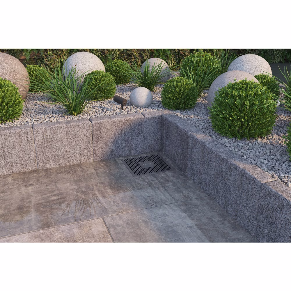 Ohne Text 3963830 MERT ULTRA FLACH 20x20cm Bodenablauf Design "KARE" komplett aus Edelstahl, Ablauf DIN 50