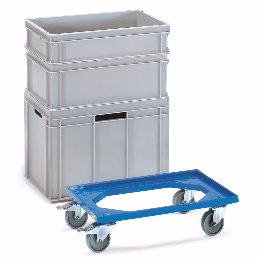 Eurokasten-Roller 13590 Farbe blau. 4 Lenkrollen, Räder Polyamid, Naben mit Gleitlagerung von der Marke Fetra aus der Produktreihe Transportsysteme