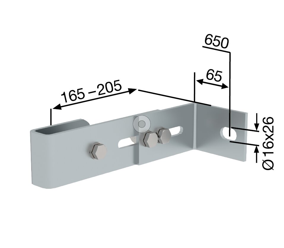 Produktbild (Abb. Ähnlich) 3811631 Munk Wandhalter, verstellbar 165-205mm, Stahl-verzinkt