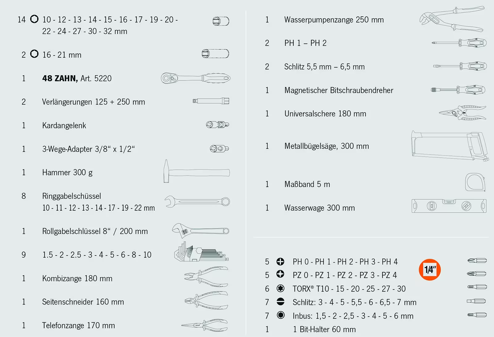 1/2" proficraft Metall Werkzeugbox, 84tlg. von der Marke PROJAHN aus der Kategorie Handwerkzeuge