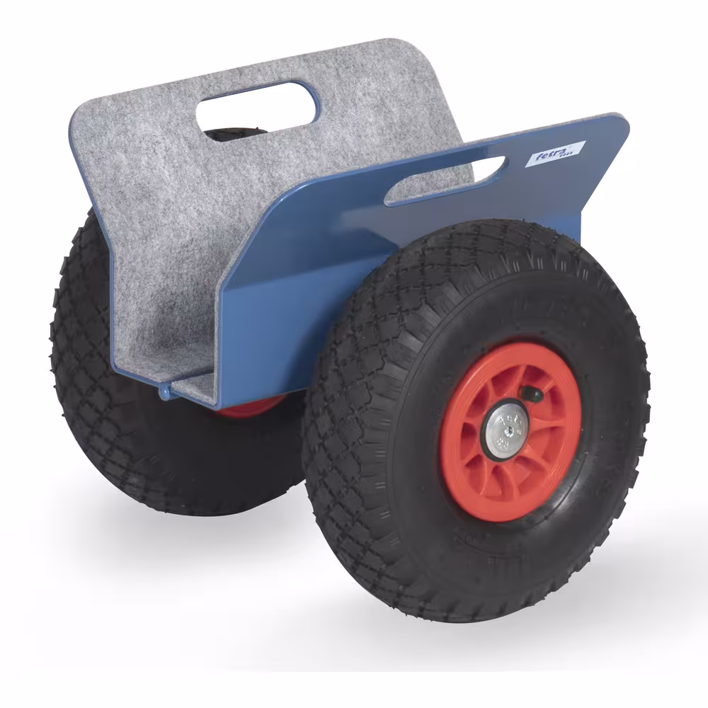 Plattenroller 95 mm pulverbeschichtet blau RAL 5007, Klemmflächen mit Filzbelag Typ Bereifung: Luft aus der Kategorie Plattentransport mit der Artikelnr. 4158