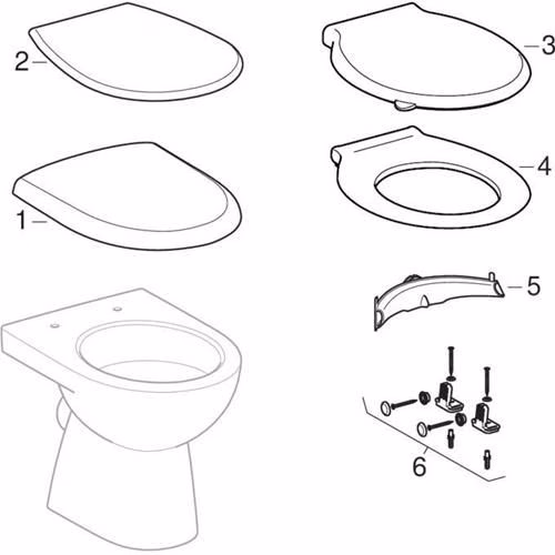 Geberit Renova Stand-WC Tiefspüler, Abgang horizontal teilgeschlossene Form, Tiefe: 49cm, weiß